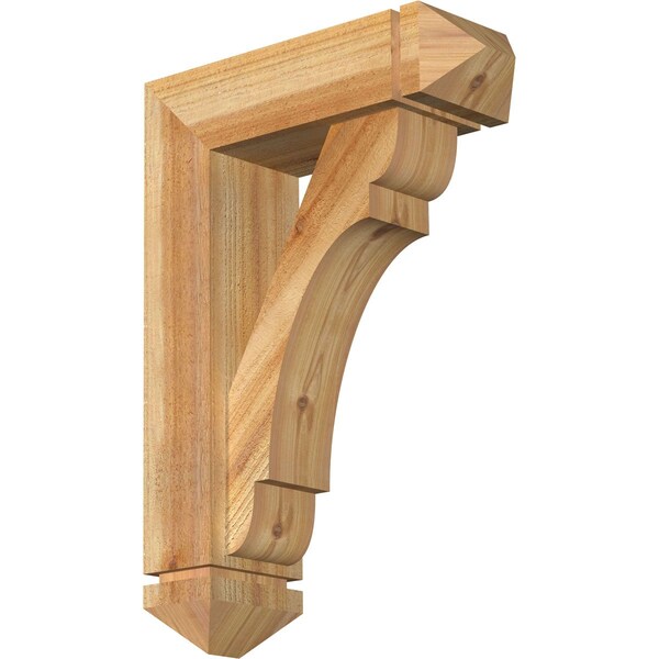 Ekena Millwork Olympic Arts and Crafts Rough Sawn Bracket w/ Offset Brace, Western Red Cedar, 6"W x 18"D x 26"H BKT0604X18X26OLY03RWR - main